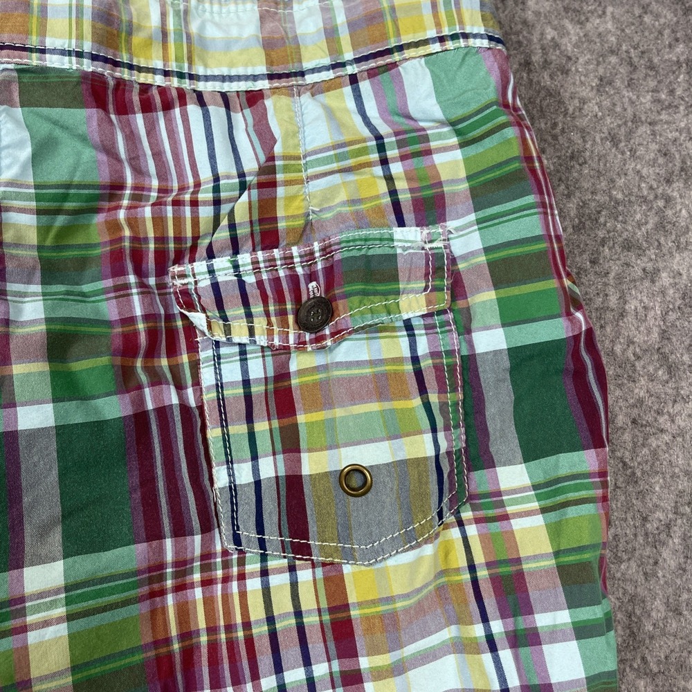 J Peterman Madras Plaid Board Shorts Men Large Swim Outdoors Coastal Preppy 7" - Picture 4 of 6